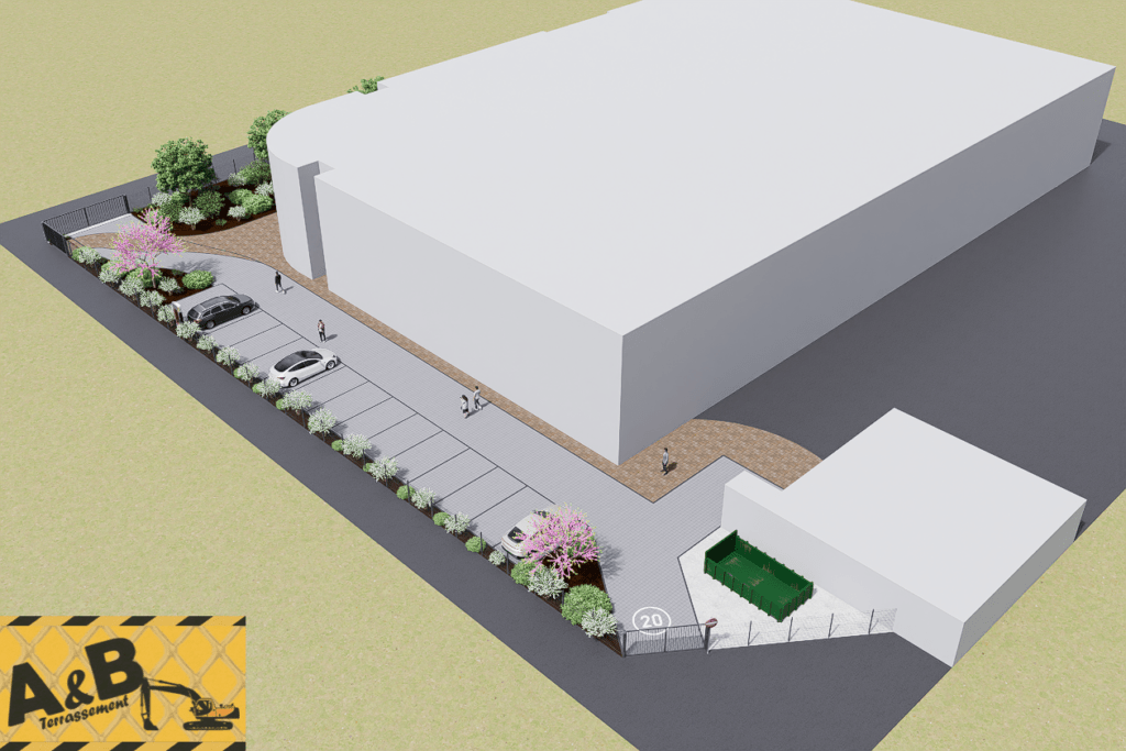 Vue 3D du projet d’aménagement paysager et des espaces extérieurs du CFAI de Reichshoffen